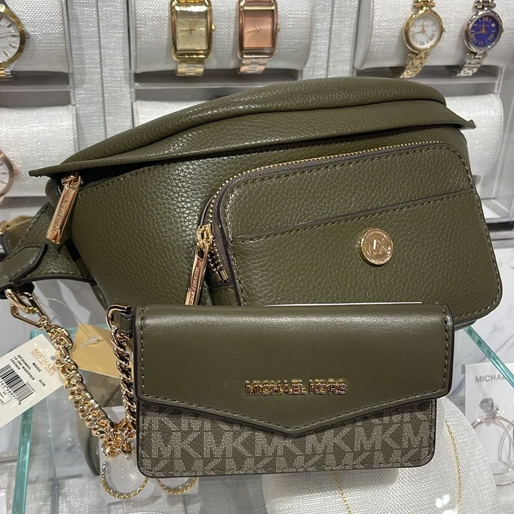 Michael Kors Maisie Large Pebbled Leather 2-in-1 Sling Waist Fanny Pack Belt Bag